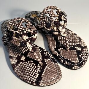 NIB Tory Burch Miller Sandal - Stamped Snake Printed Leather, Size 7.5 - Pictur